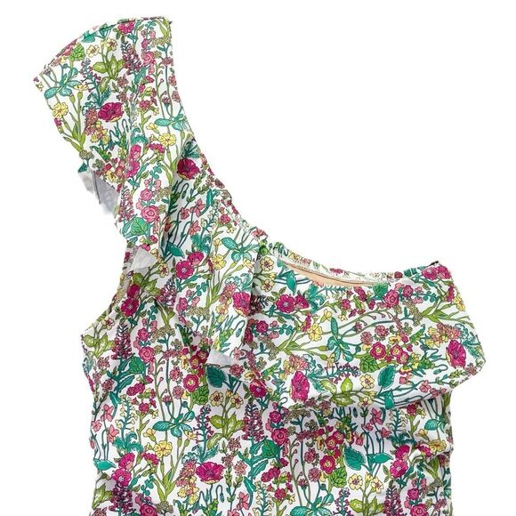 J. Crew Size 2 Ruffle One Shoulder Swimsuit Liberty Floral Print Recycled Fabric - Picture 6 of 14